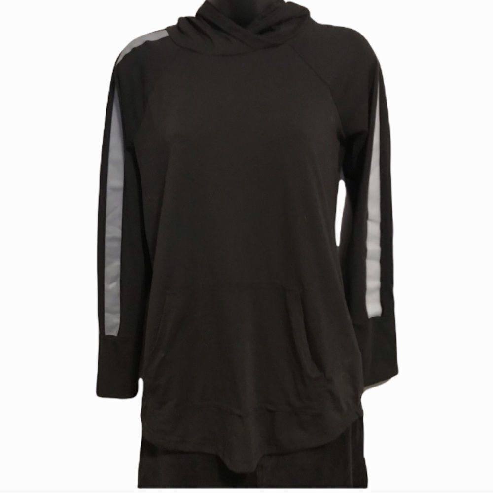 Lularoe Black Amber Striped Hood Pullover Sweater